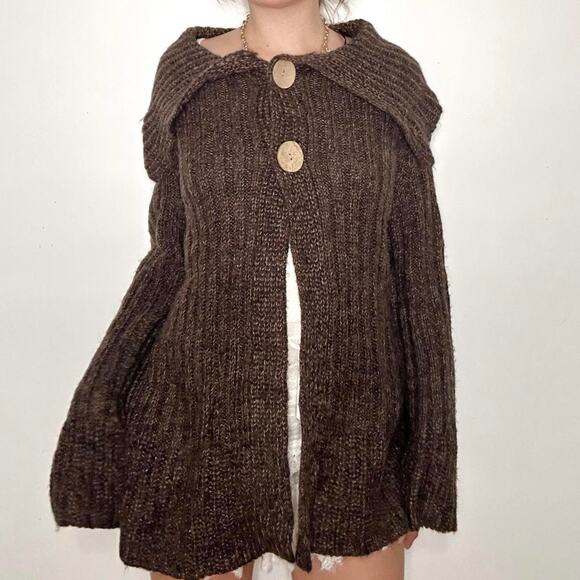 Brown carolyn taylor chunky collared sweater - Picture 1 of 6